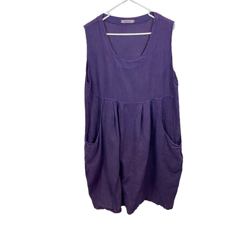 Ladies WoolLovers‎ Purple Linen Tank Dress With Pockets Size 12